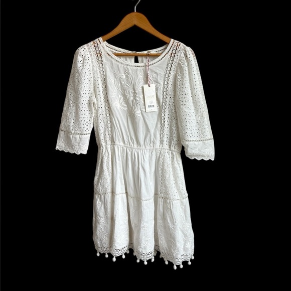 LoveShackFancy Novalie Floral Eyelet Lace Mini Dress Size Medium NEW - Picture 8 of 12